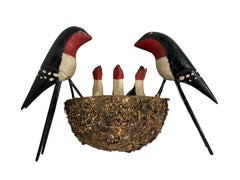 Swallow Nest Viechtauer Hand Carved Wood Bird Black Forest Folk Art Austria 1930
