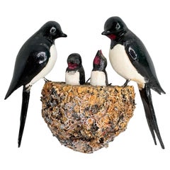 Nido de golondrina Viechtauer Pájaro de madera tallada a mano Arte popular de la Selva Negra Austria 1930