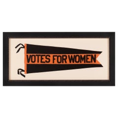 Used Swallowed Tailed, Suffragette Pennant in Black and Orange, ca 1912-1920