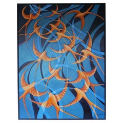 'Swallows' `Contemporary Oil on Canvas