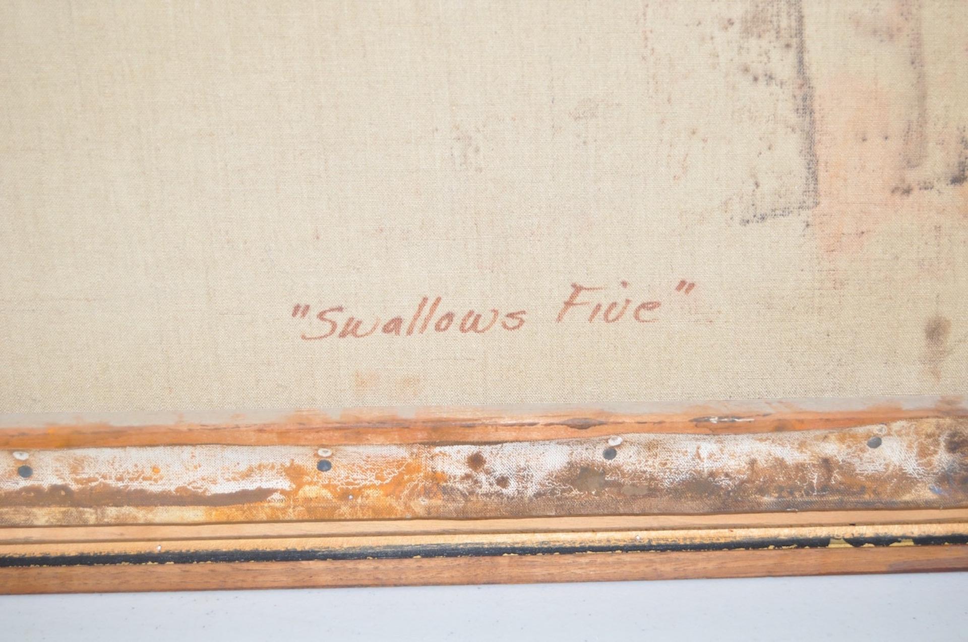 Toile Peinture abstraite moderne du milieu du siècle dernier « Swallows Five » de Monte, vers les années 1950 en vente
