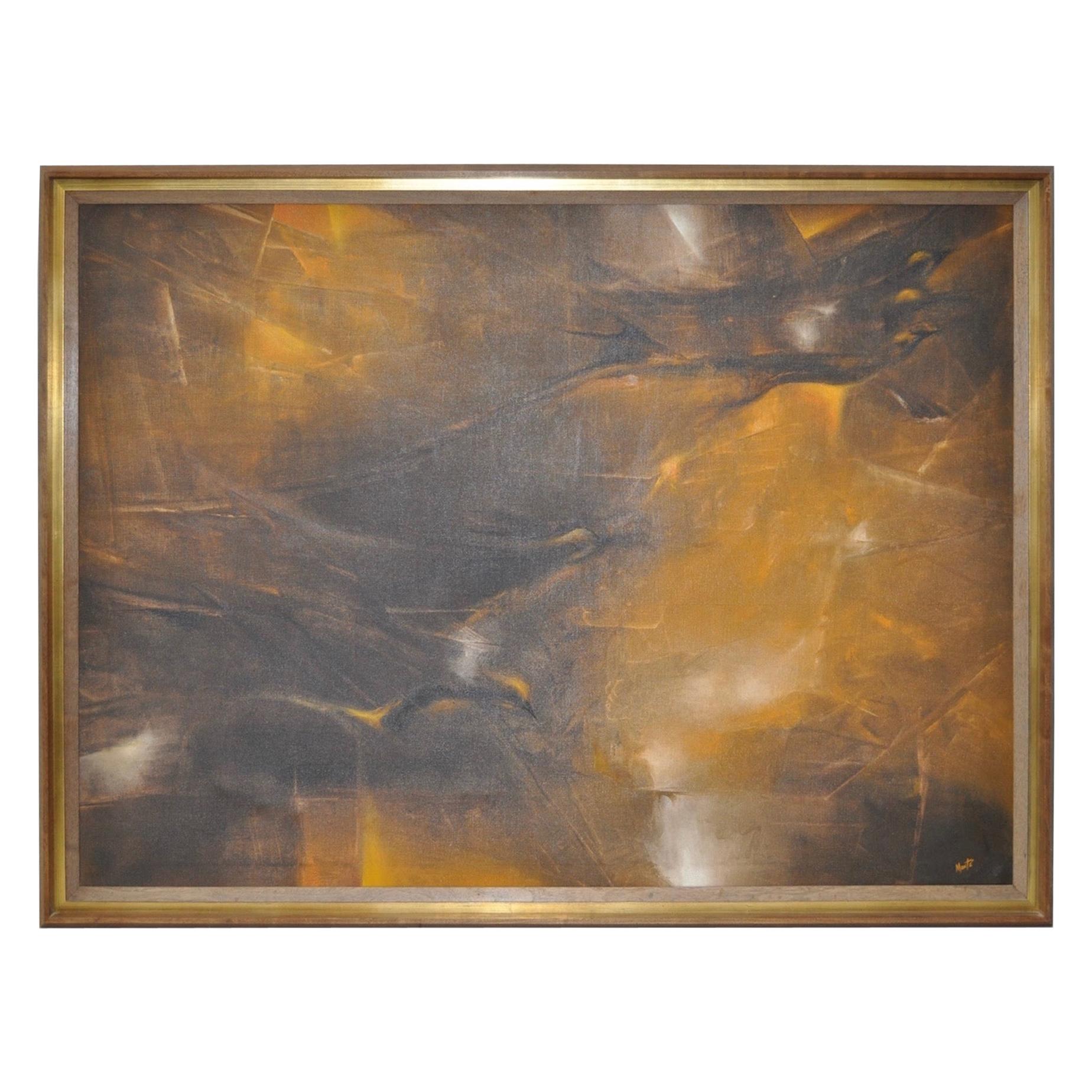 Pittura astratta di metà secolo "Cinque rondini" di Monte, circa anni '50