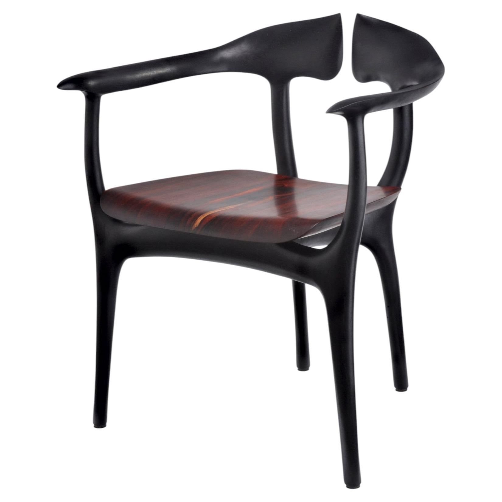 Swallowtail Chair in Ebonized Wood Frame & Rosewood Seat by Brian Fireman Design For Sale