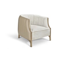 Swan Armchair in Leather, Fabric and Cast Brass by Madheke