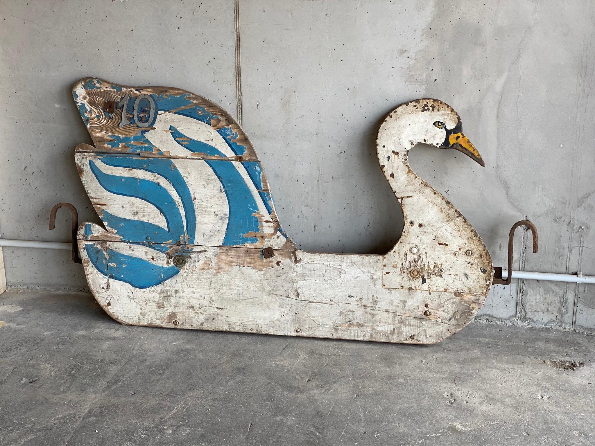 Swan Art Deco Side Panel of Carousel Wagon, France 1920s, Decorative Object 6