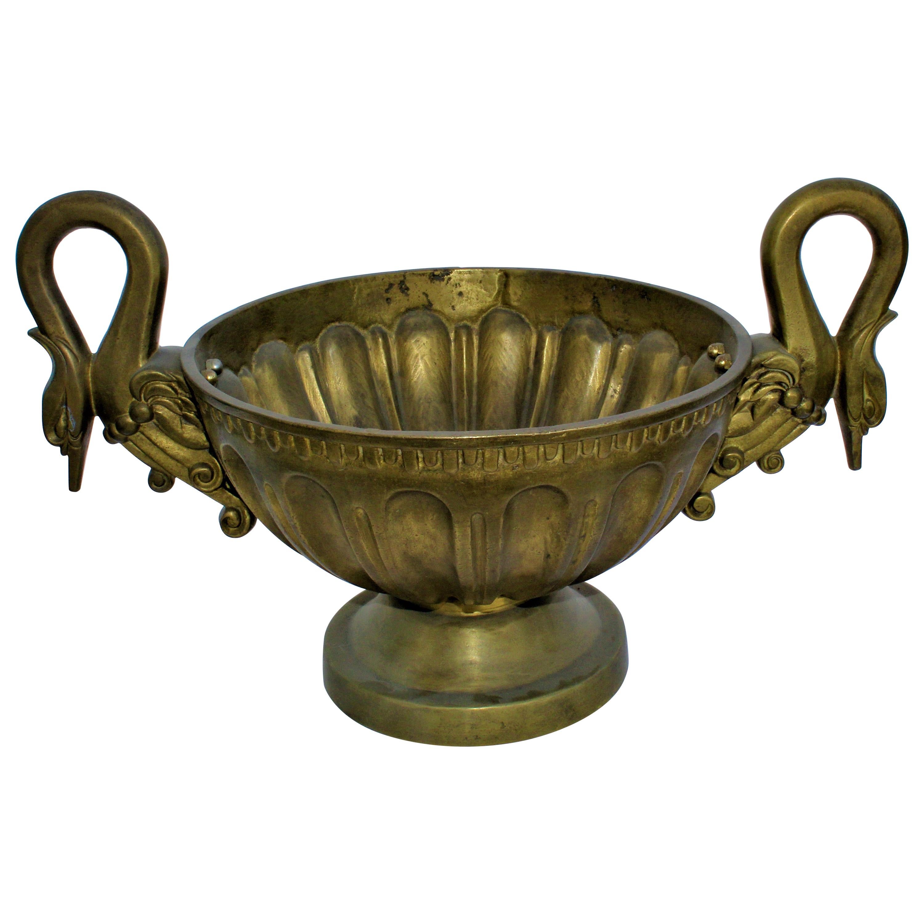 Swan Bowl, Solid Brass, Midcentury Design, Double Handle