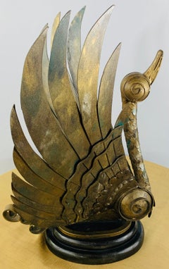 Swan Bronze Brutalist Statue, a Pair