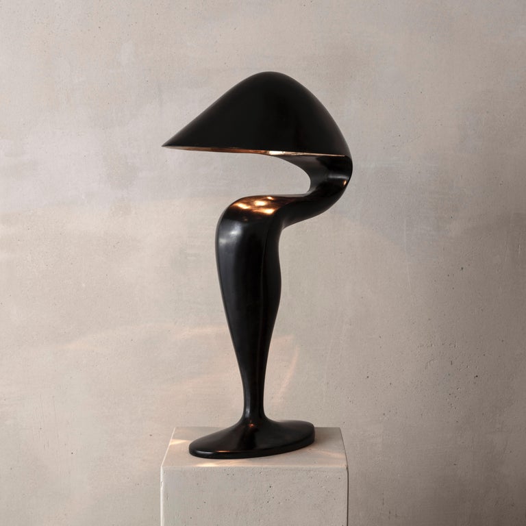 Cast Swan Bronze Lamp Michel Amar For Sale