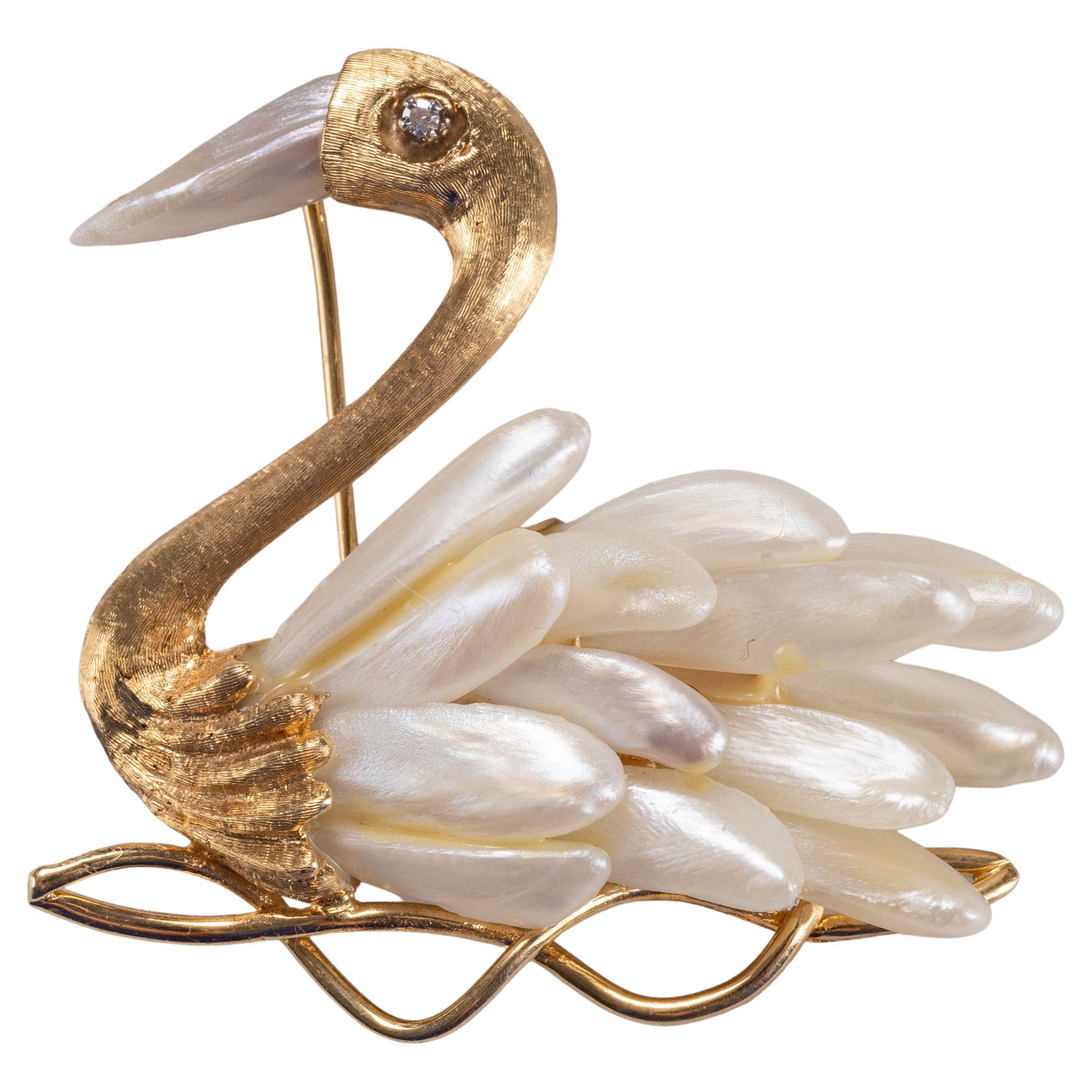 Brooch Natural River Pearls, Circa 1940s-1950s For Sale