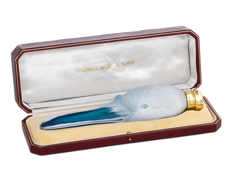 English Swan Cameo Glass Perfume by Thomas Webb & Sons