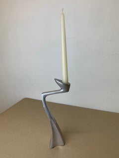 Swan candlestick by Matthew Hilton, Solid Aluminium, England, 1980's