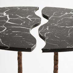 Tavolino modulare Swan in bronzo fuso e marmo Marquinha di Matlight Milano