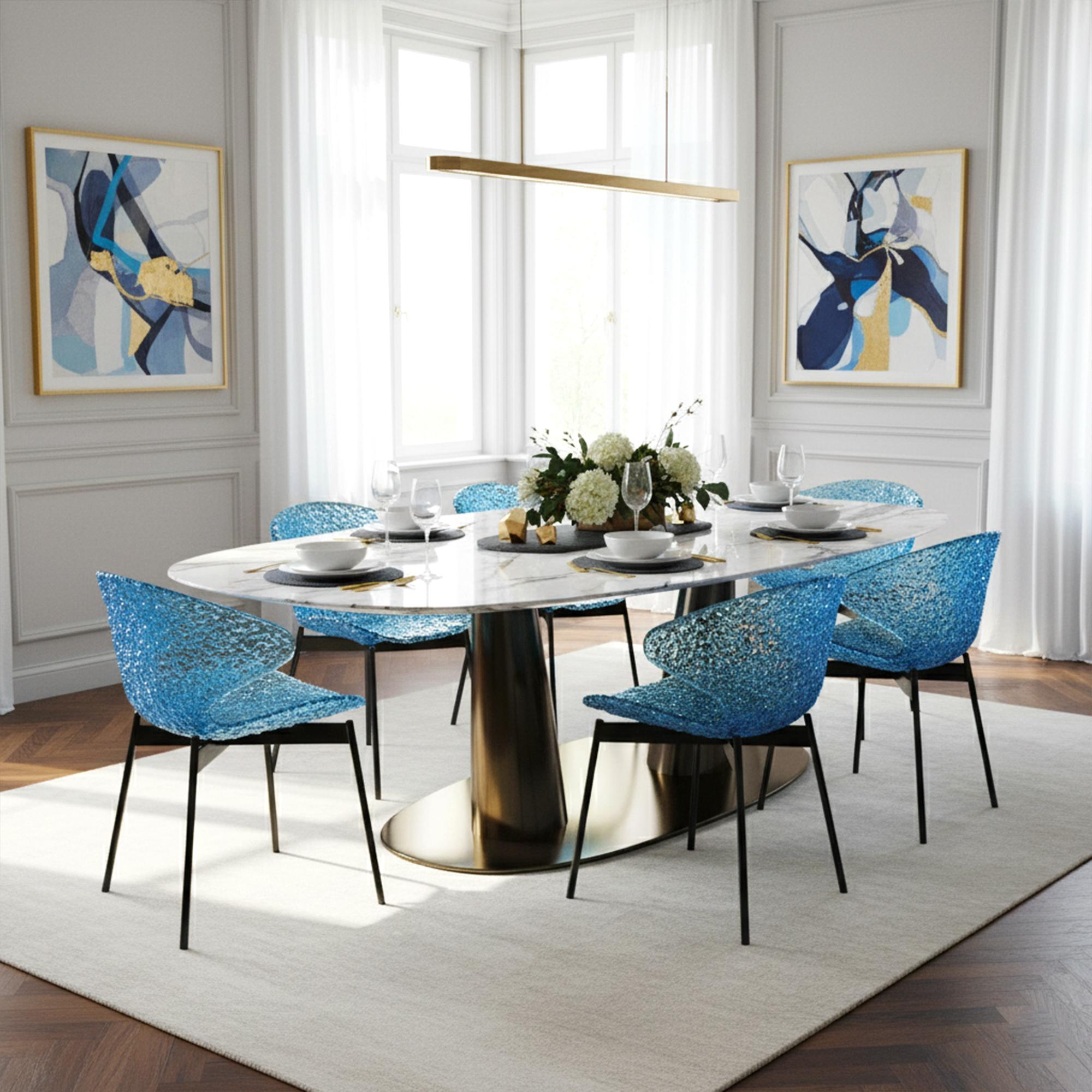 Swan Chair - Eisblau - Ikonisches Design mit fesselndem Lichtspiel (Art déco) im Angebot
