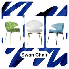 Swan Chair – Pastel Pink – Luxury Modern Dining Chair with Steel Legs