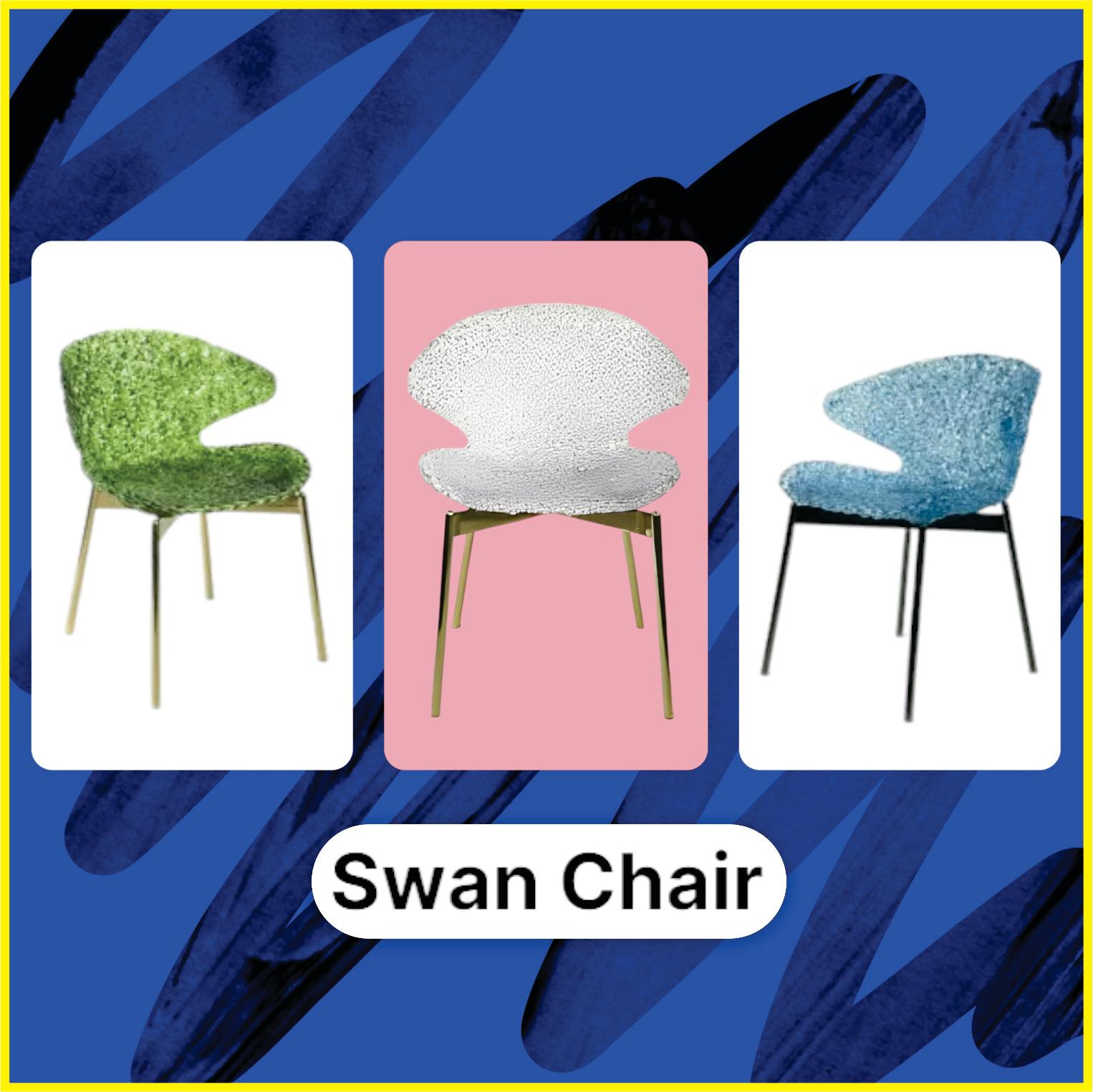 Art Deco Swan Chair – Purple – Iconic Design with Captivating Light Play For Sale