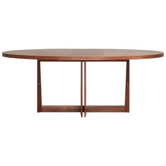 Oval Swan Dining Table in Solid Black Walnut