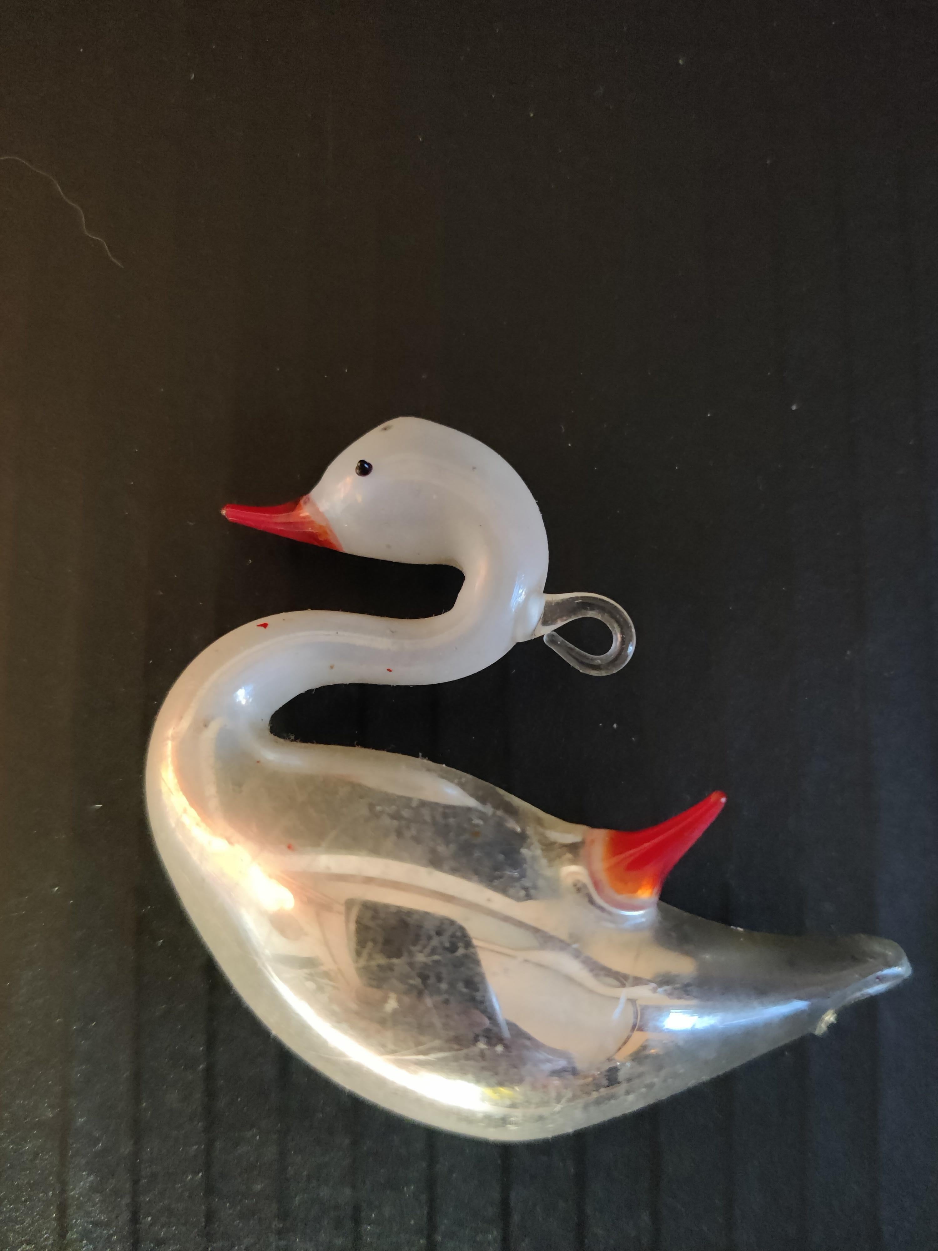 Swan German Blown-Glass Ornament
Holder on back of neck for ornament hook