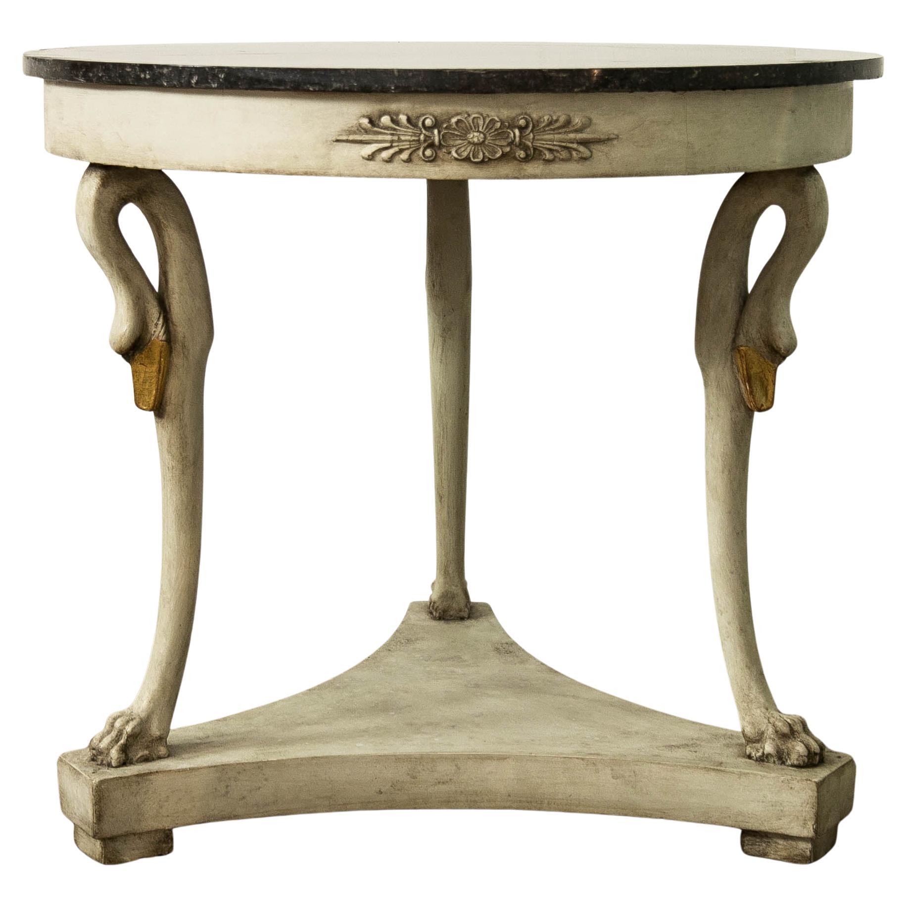 Elegant French Empire Revival Gueridon Table, Marble Top, Circa 1950
