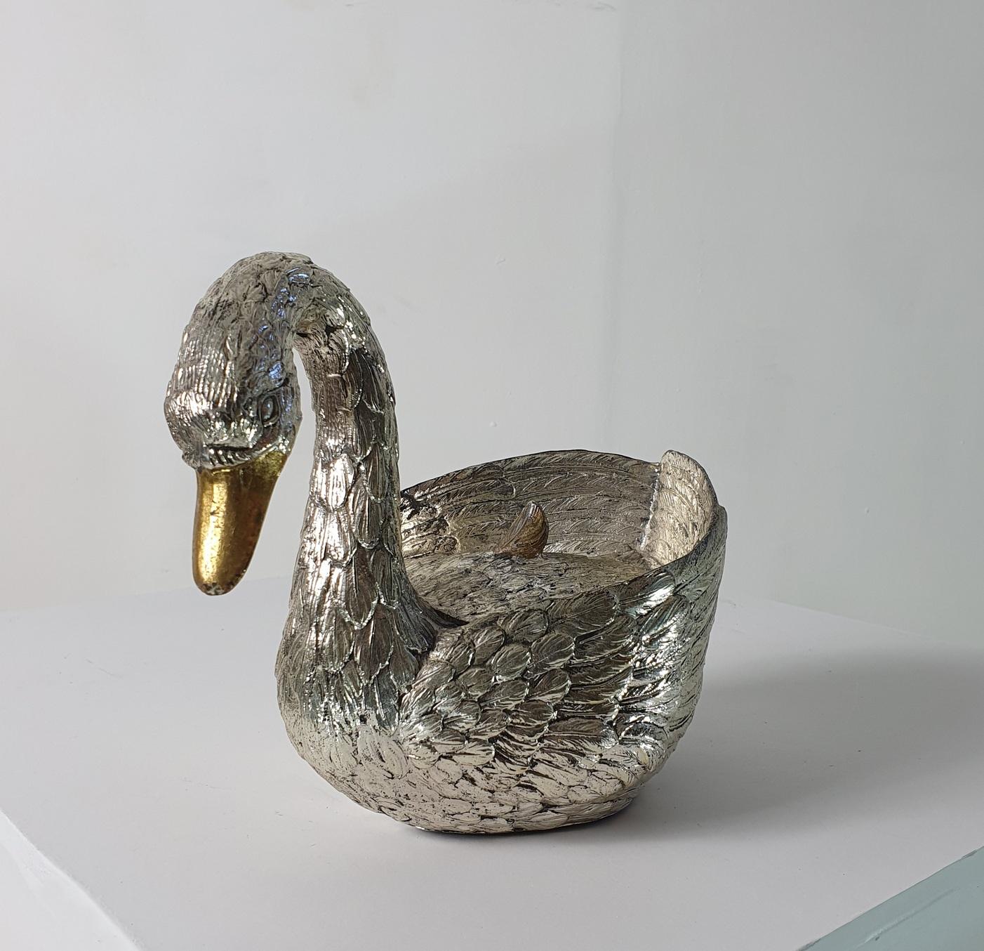 Mid-Century Modern Swan Ice Bucket by Mauro Manetti Italy