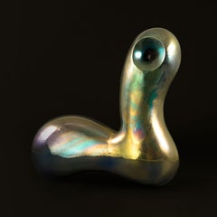 Swan in Gold, Purple of the Neo Habitat Sculptural Object By Caspi Ceramics NL