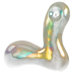 Swan in Gold, Purple of the Neo Habitat Sculptural Object By Caspi Ceramics NL