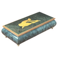 Retro "Swan Lake" Musical Jewelry Box by Reuge of Italy