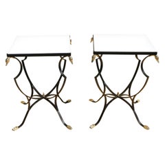 Swan Lyre Pair of End Tables by Samuel Copelon