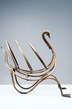 Swan Form Magazine Holder after Maison Jansen