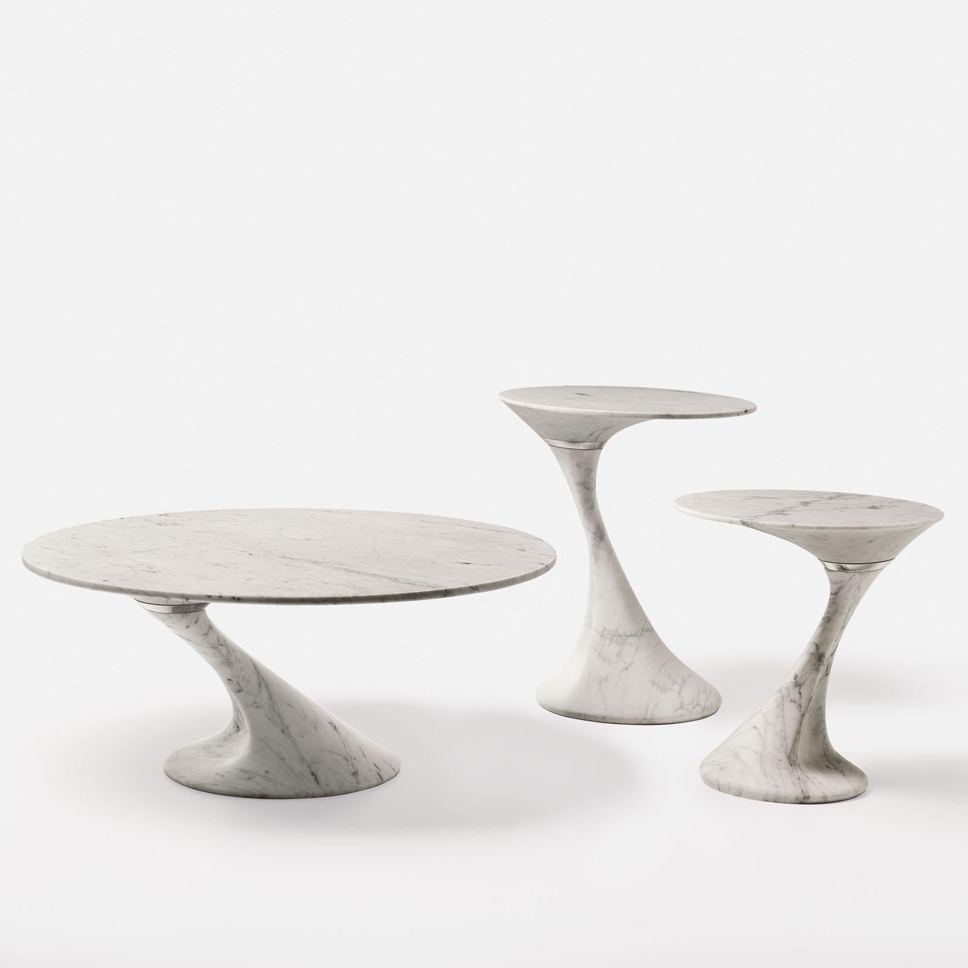 Italian Swan Medium Oval Side Table by Giuseppe Chigiotti by MGM Marmi & Graniti