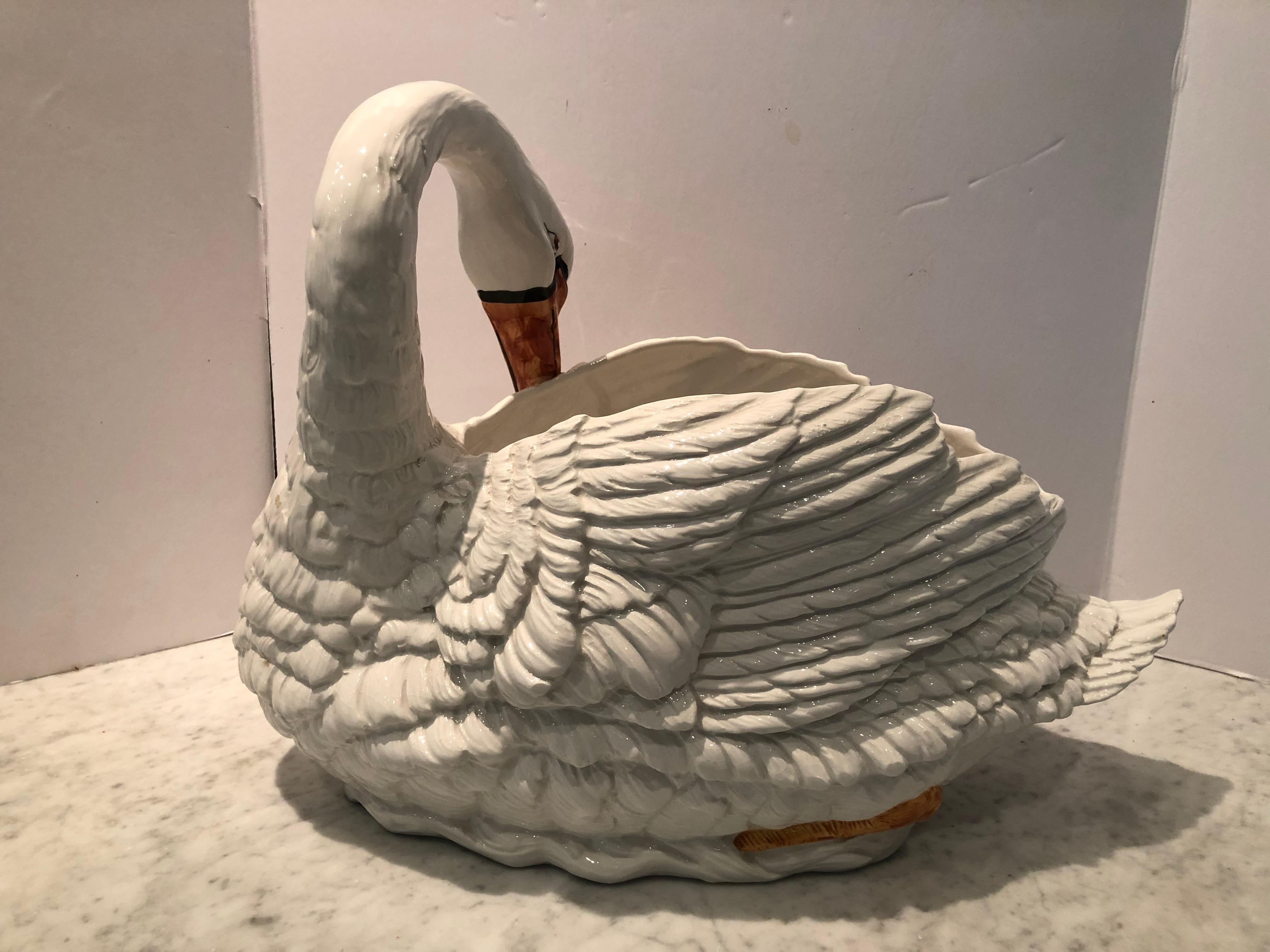 Swan Motife Ceramic Cachepot Planter 6