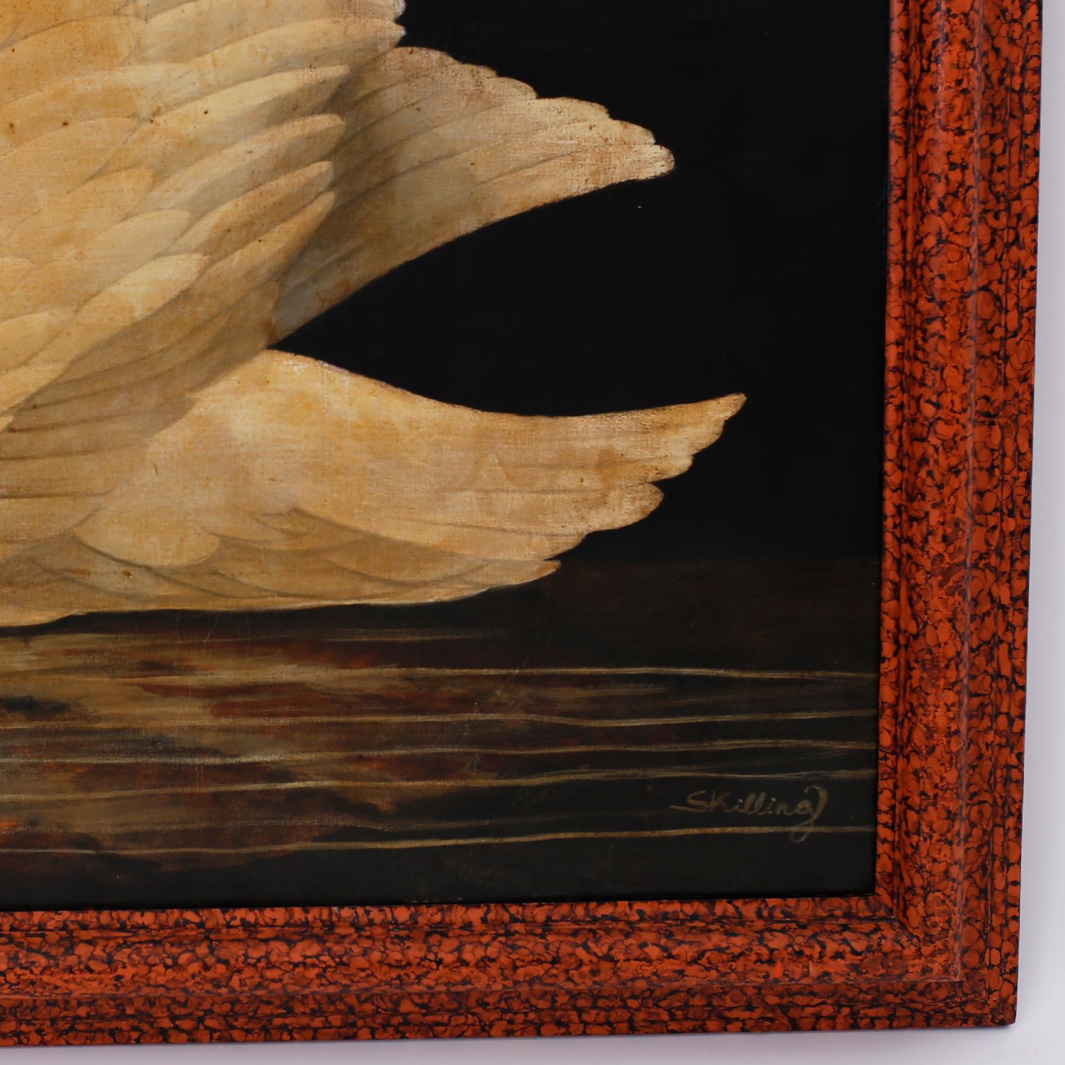 American Swan Oil on Canvas by William Skilling