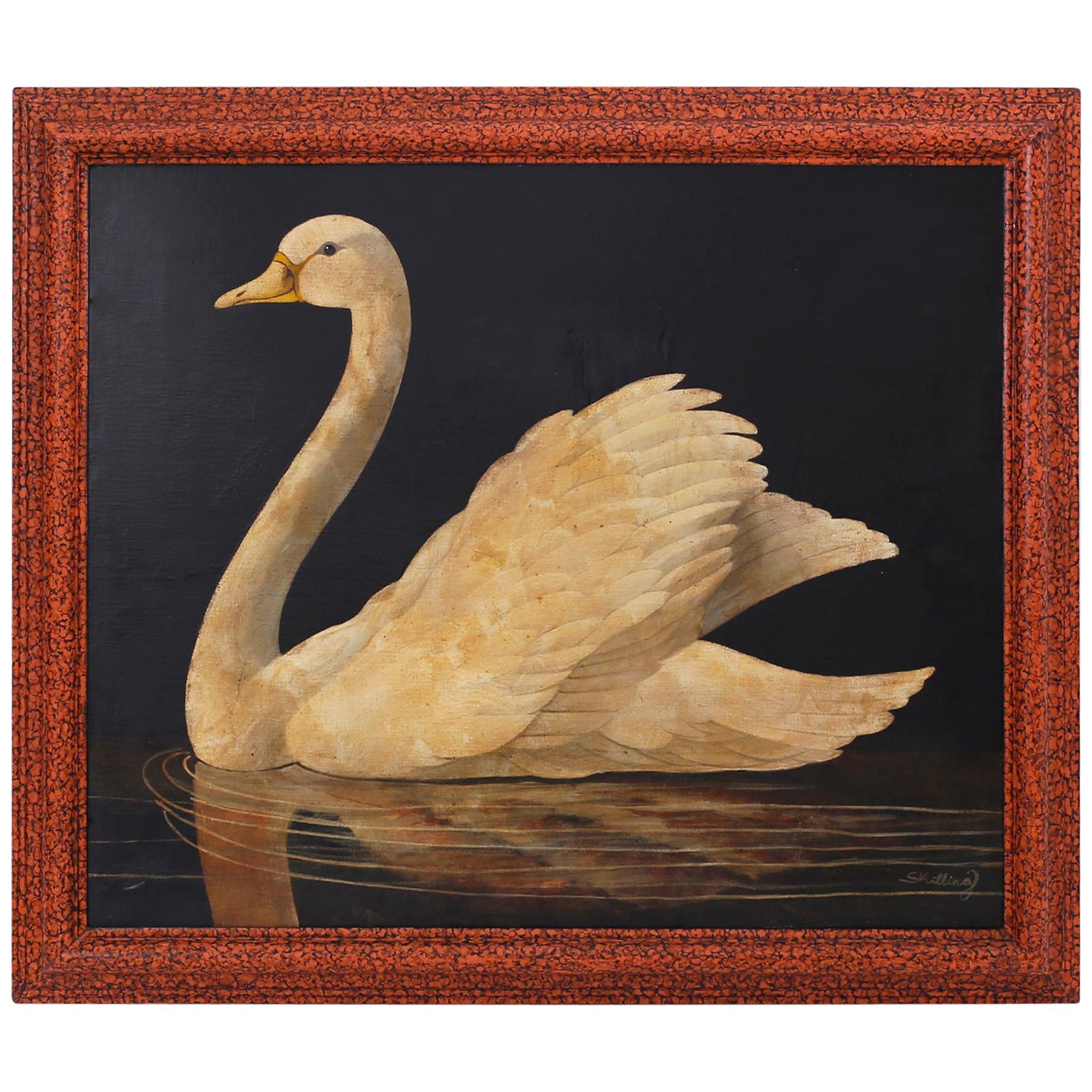 Swan Oil on Canvas by William Skilling