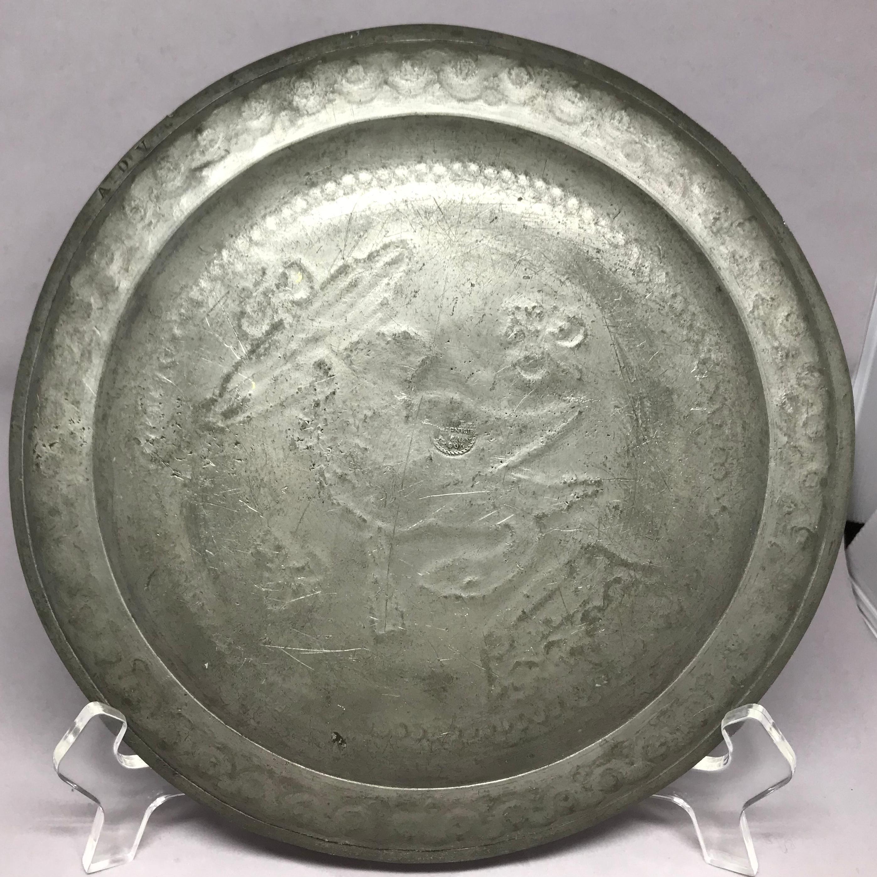 French Swan Pewter Plate