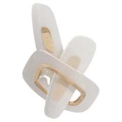 Swan Sconce in Polished Bronze and Murano Milky Glass by Palena Furniture