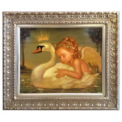 "La princesse cygne" Peinture à l'huile de Ralph Wolfe Cowan