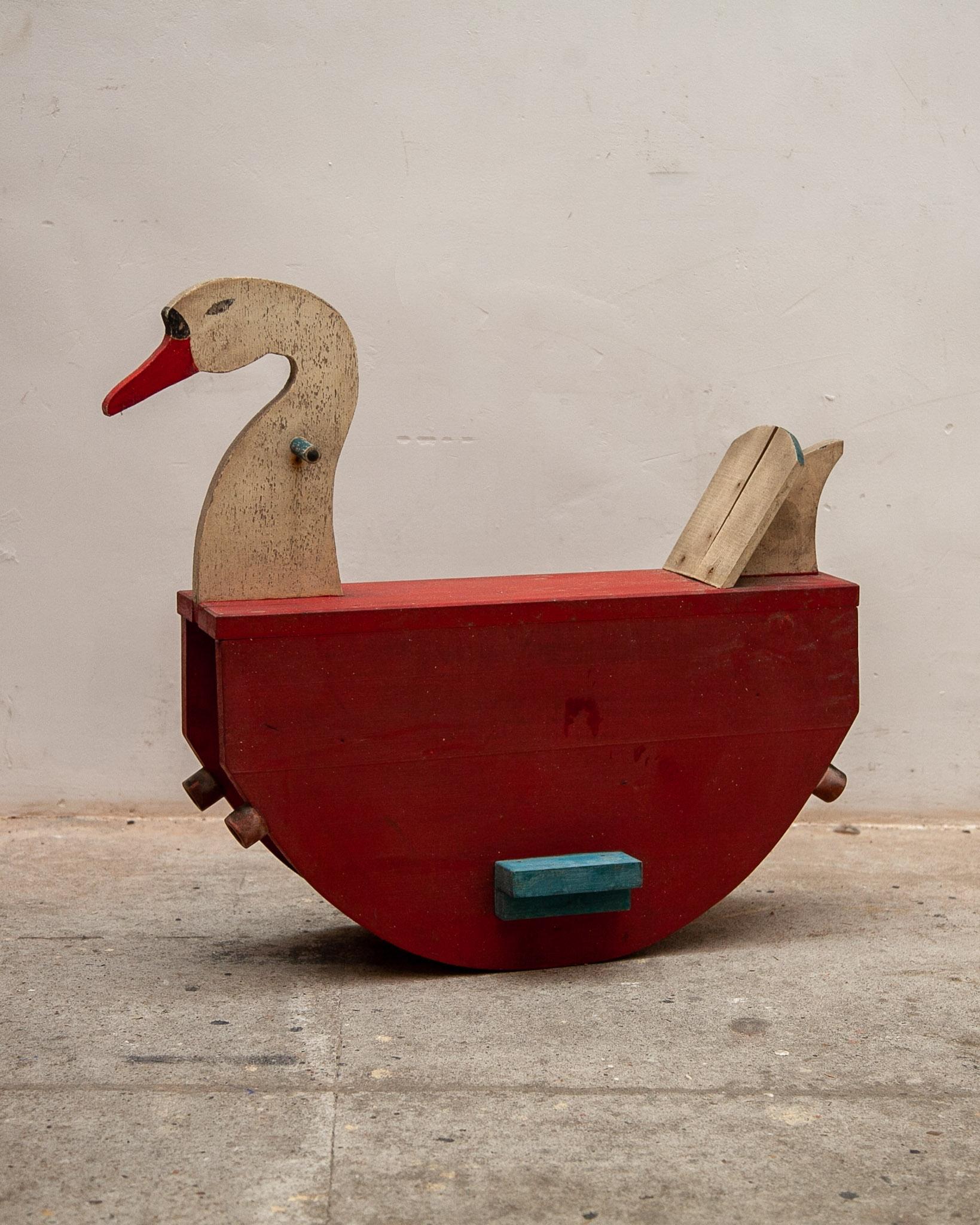 Hand-Crafted Swan Rocking Toy for Children, France, 1950s