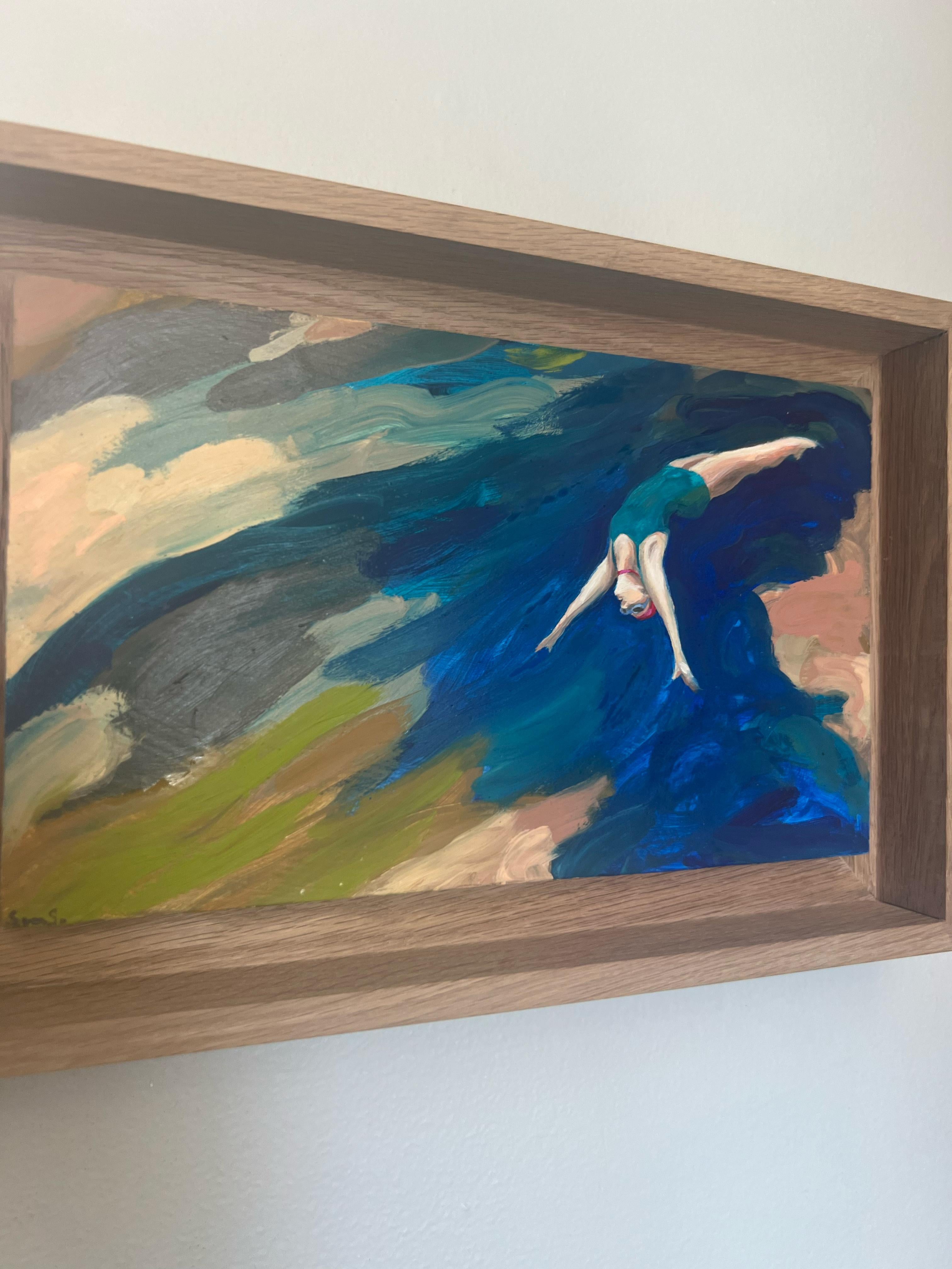 Ambition n°18_Swan Scalabre 2023, Oil/Wood/Wooden Frame_Figurative/Swimmer For Sale 3