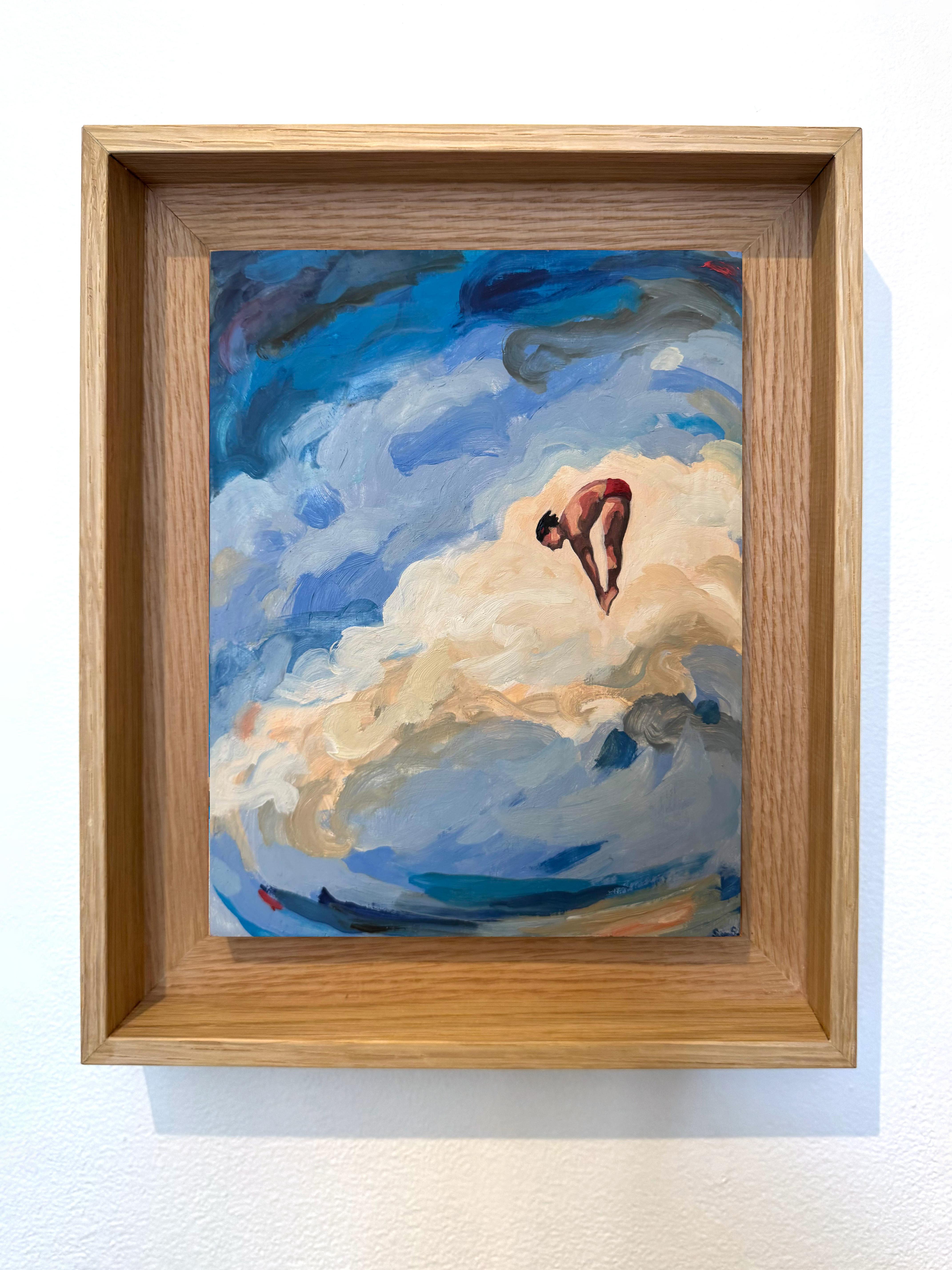 Plongeur figuratif Peinture, piscine, Art français, Ambition n°30_Swan Scalabre en vente 1