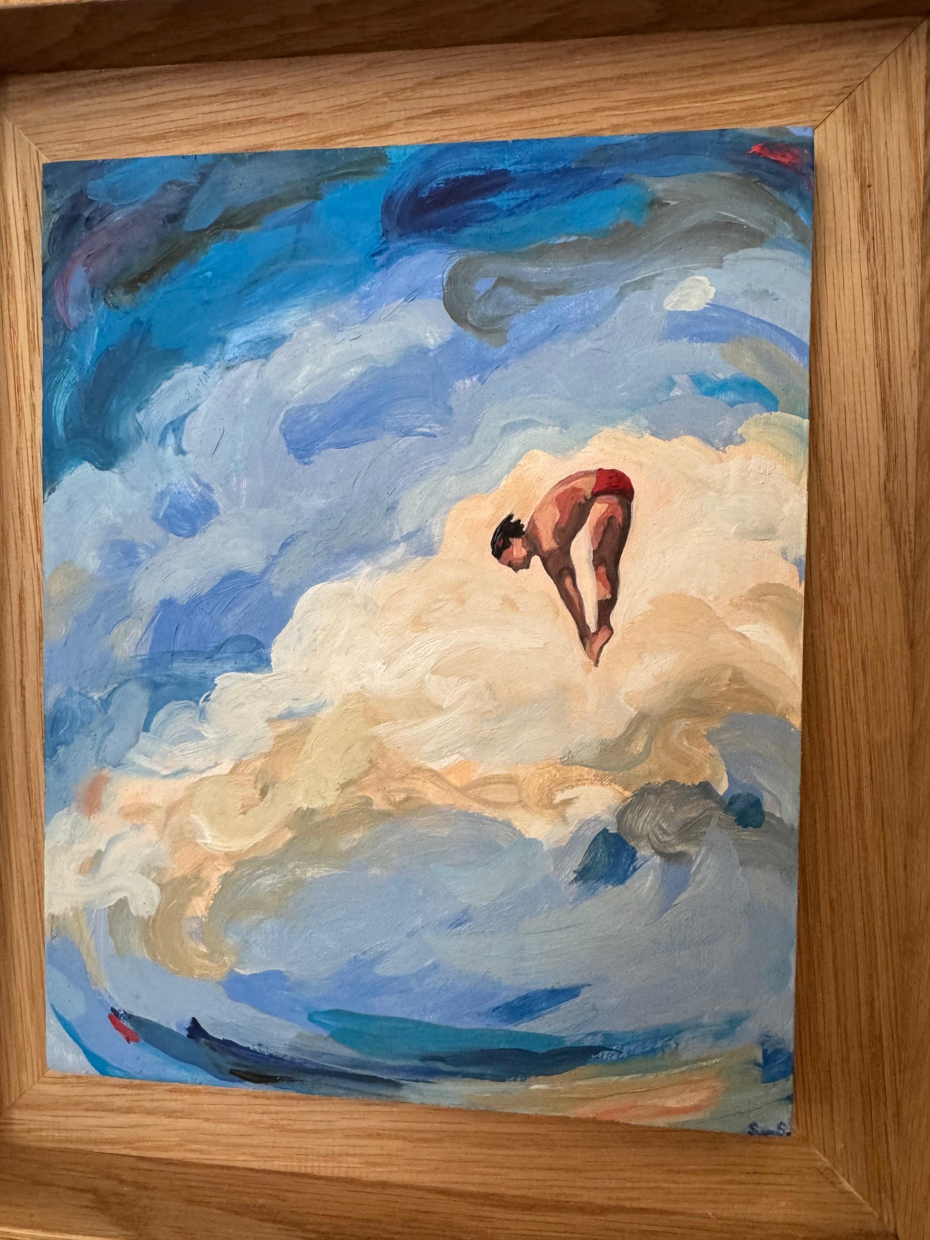 Plongeur figuratif Peinture, piscine, Art français, Ambition n°30_Swan Scalabre en vente 3