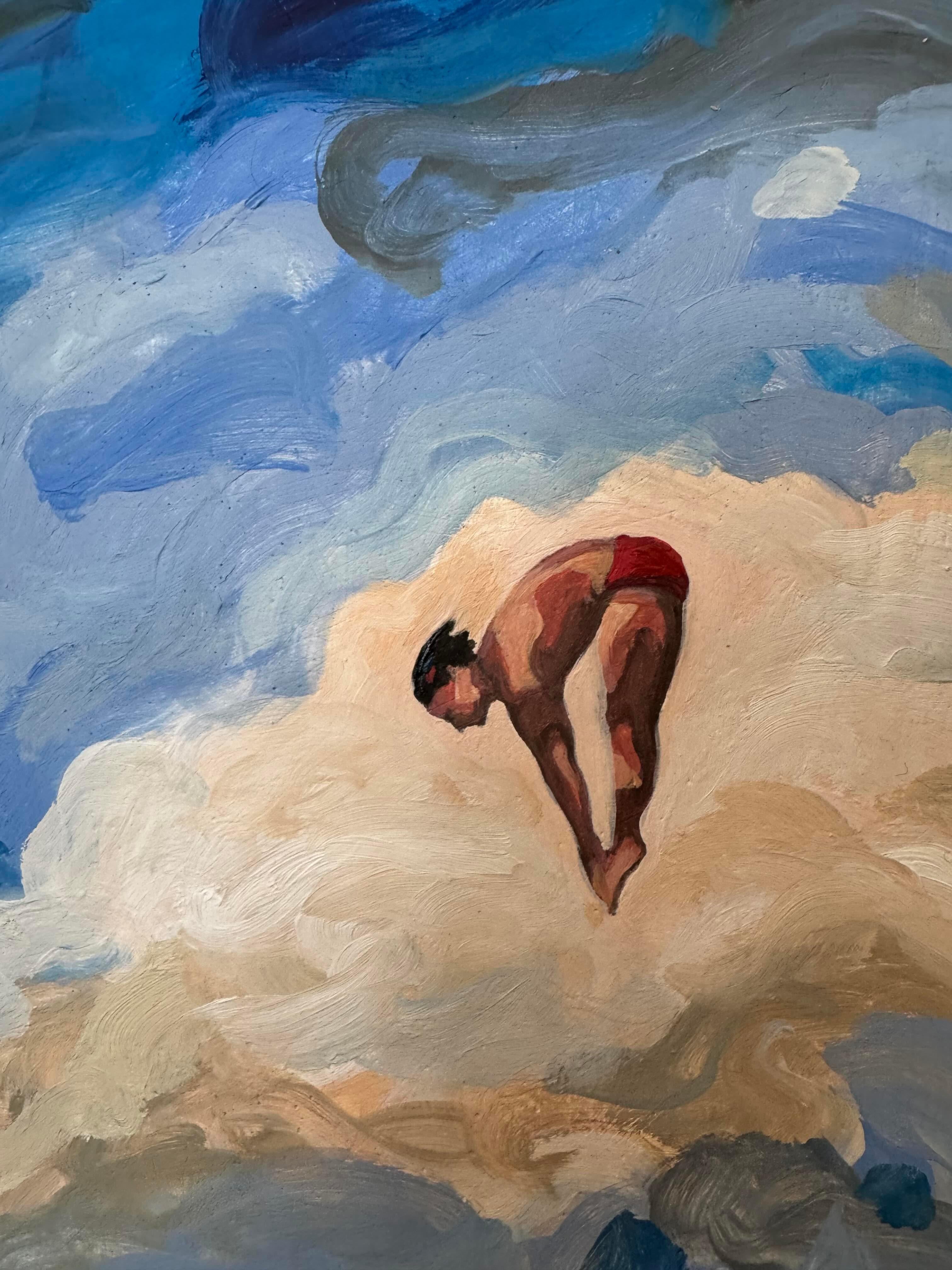 Plongeur figuratif Peinture, piscine, Art français, Ambition n°30_Swan Scalabre en vente 4