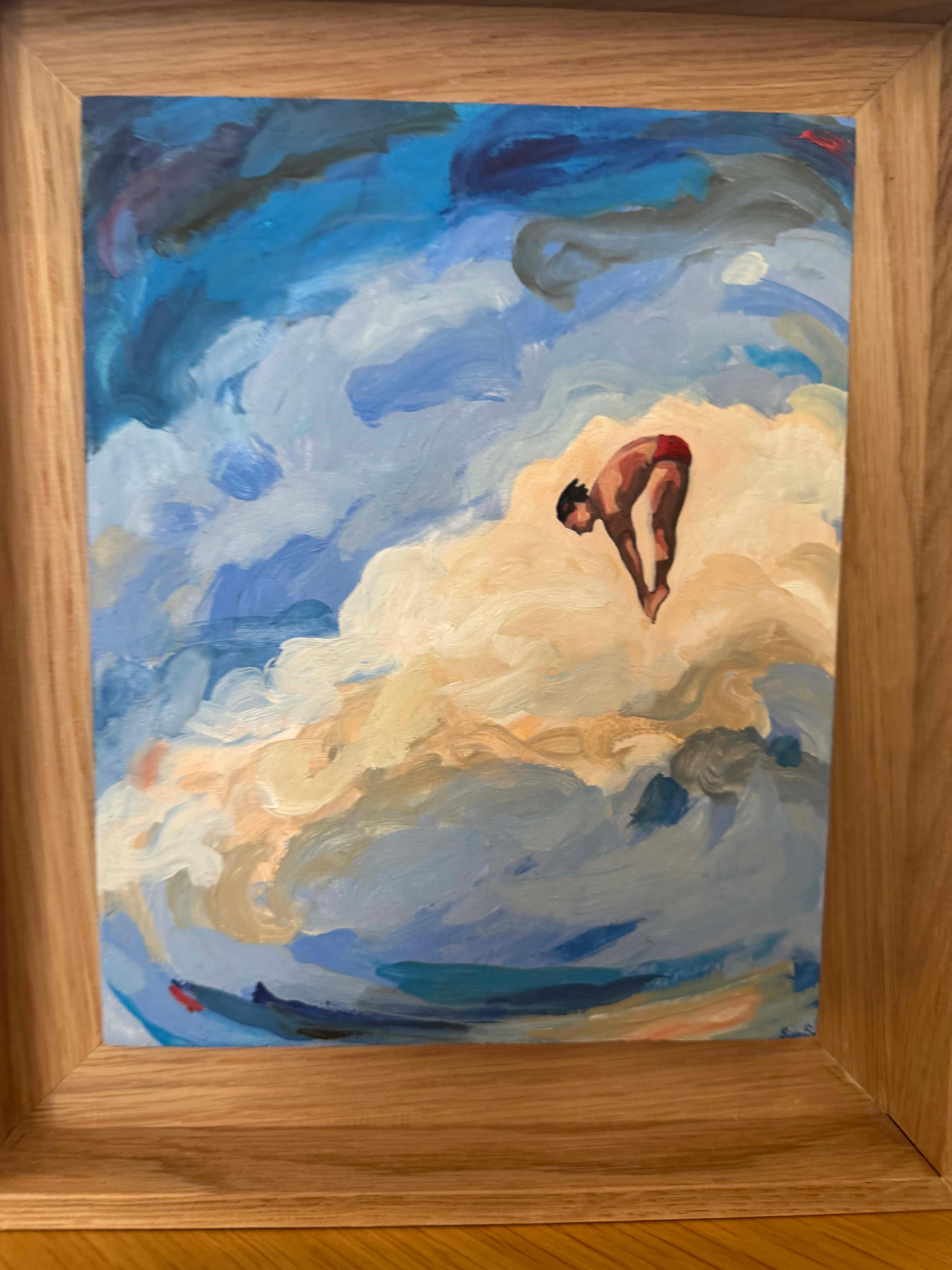 Plongeur figuratif Peinture, piscine, Art français, Ambition n°30_Swan Scalabre en vente 5