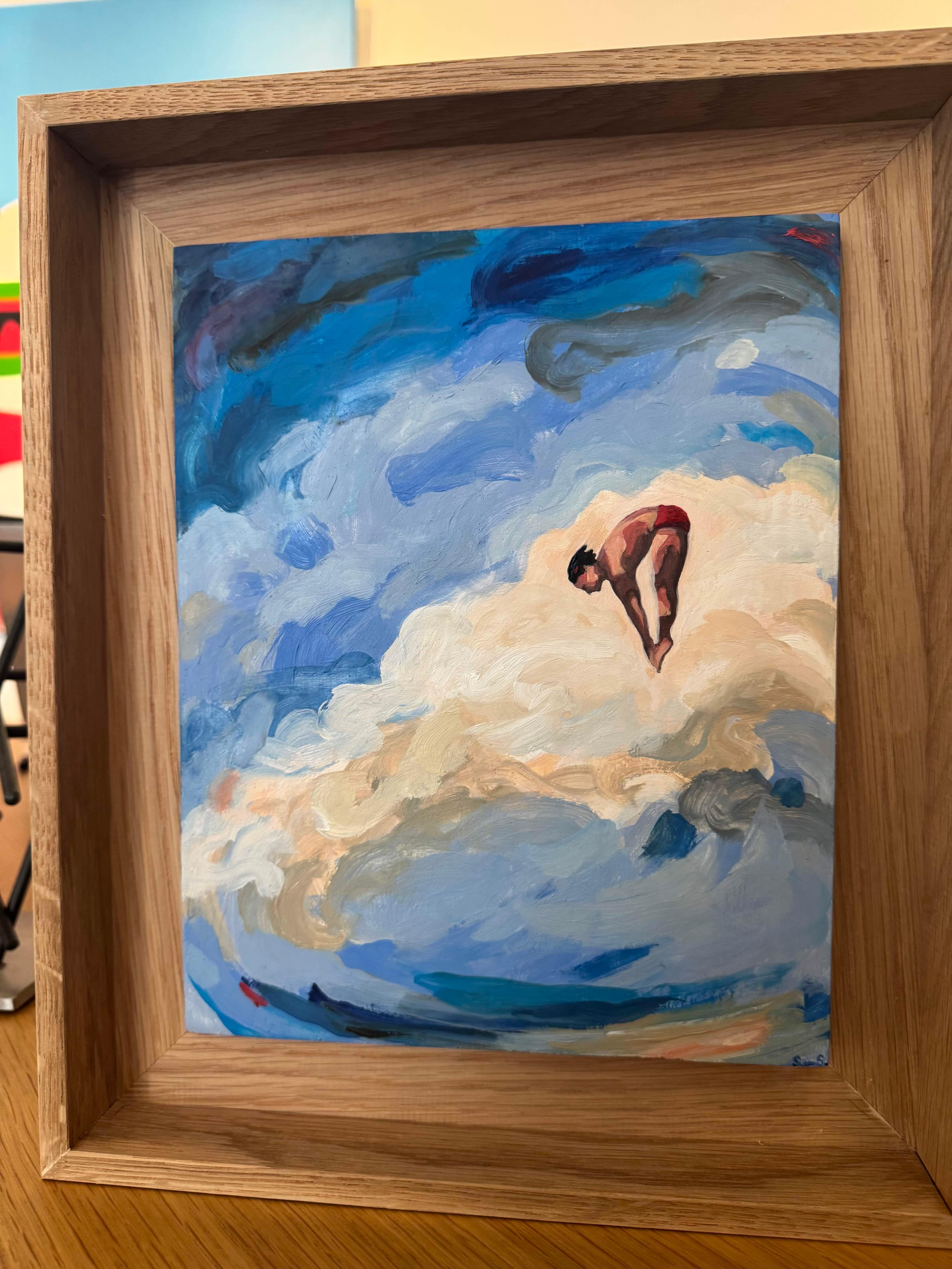 Plongeur figuratif Peinture, piscine, Art français, Ambition n°30_Swan Scalabre en vente 6