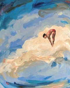 Figurative Diver Painting, Pool, French Art, Ambition n°30_Swan Scalabre