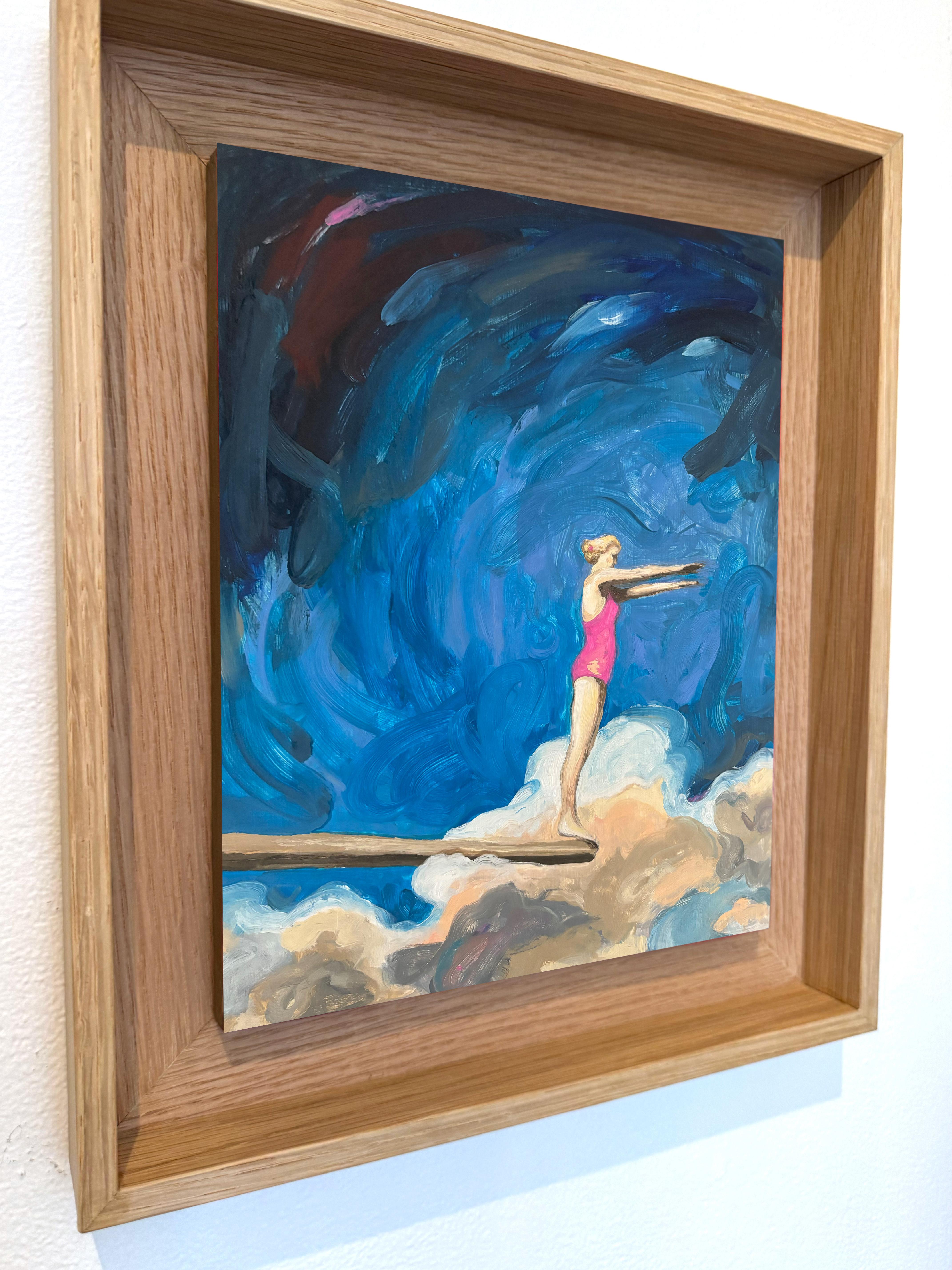Figurative Schwimmerin in Öl auf Holz Schattenbox, Ambition n°24_Swan Scalabre im Angebot 4