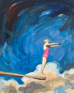 Nuotatrice figurativa ad olio su scatola di legno, Ambition n°24_Swan Scalabre
