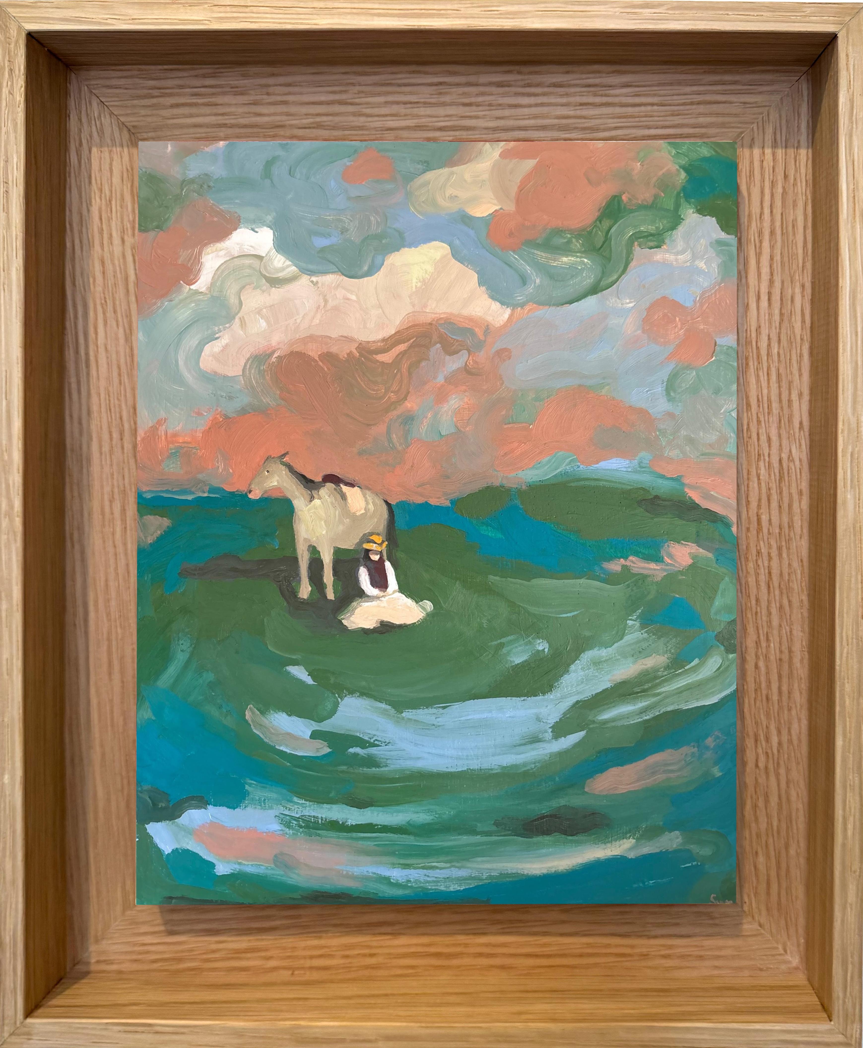 Figurative, Horse Painting, Landscape, French Art, Western n°18 by Swan Scalabre