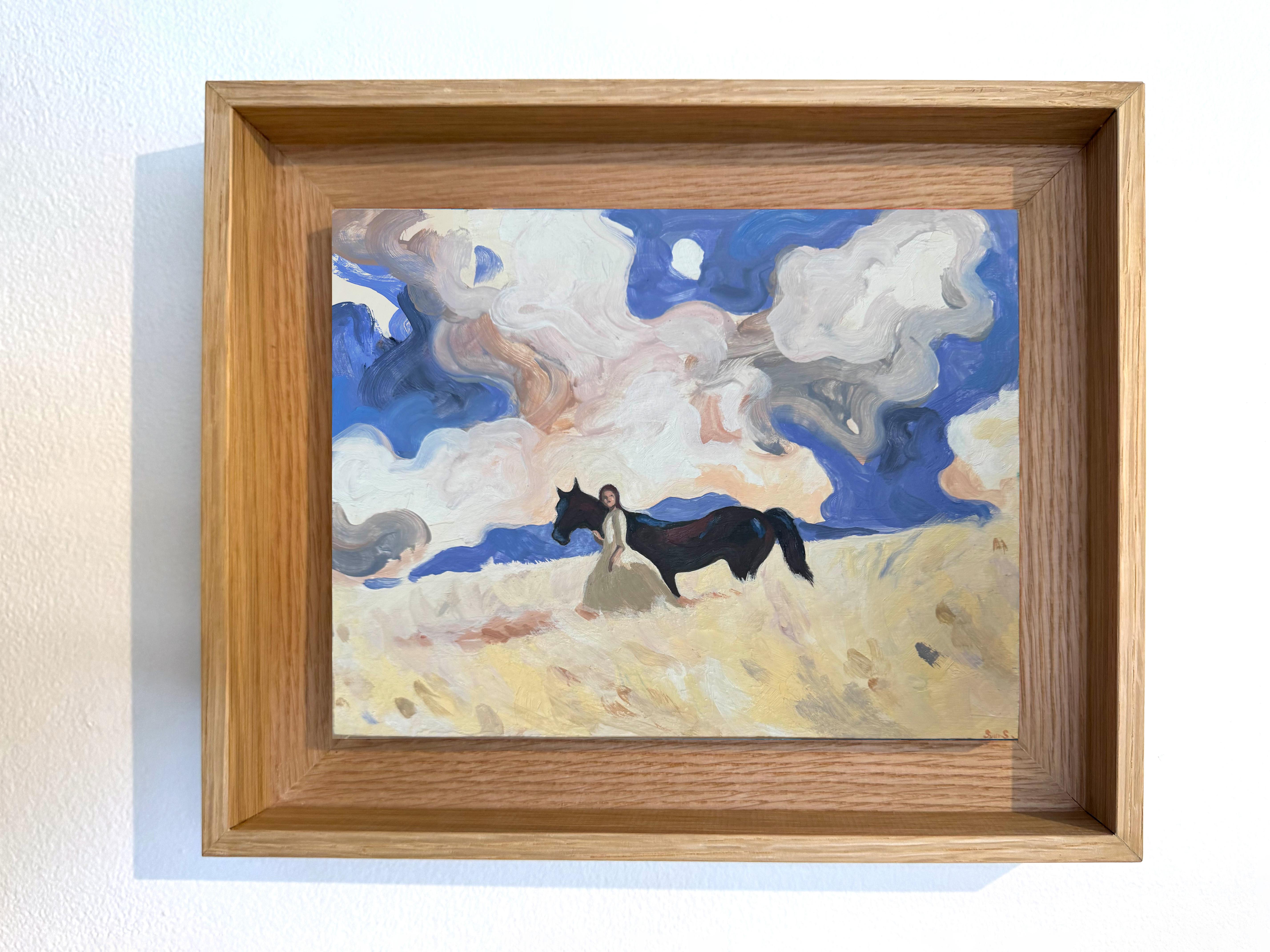 Figurative, Horse Painting, Landscape, French Art, Western n°19 by Swan Scalabre For Sale 1