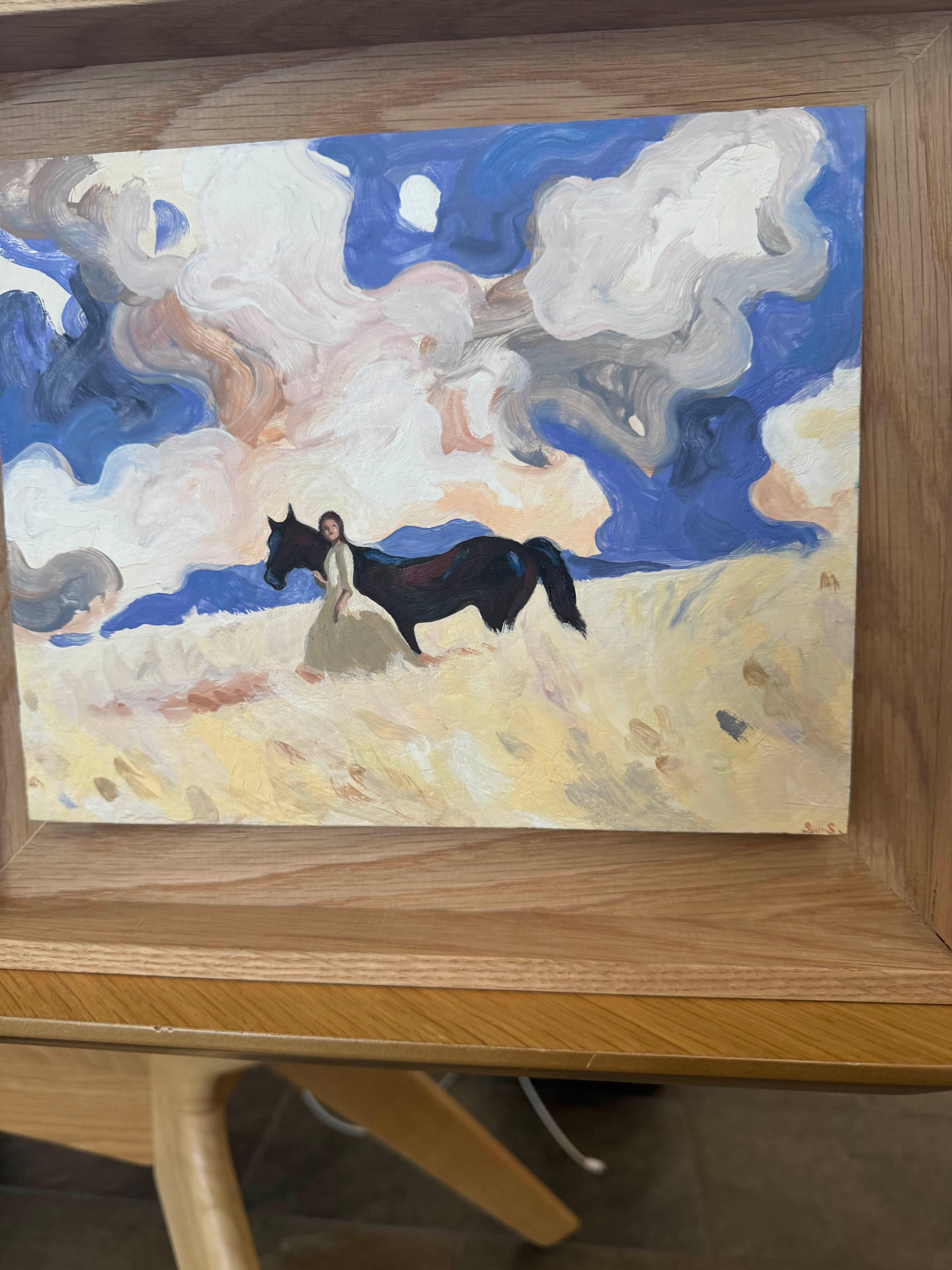 Figurative, Horse Painting, Landscape, French Art, Western n°19 by Swan Scalabre For Sale 3