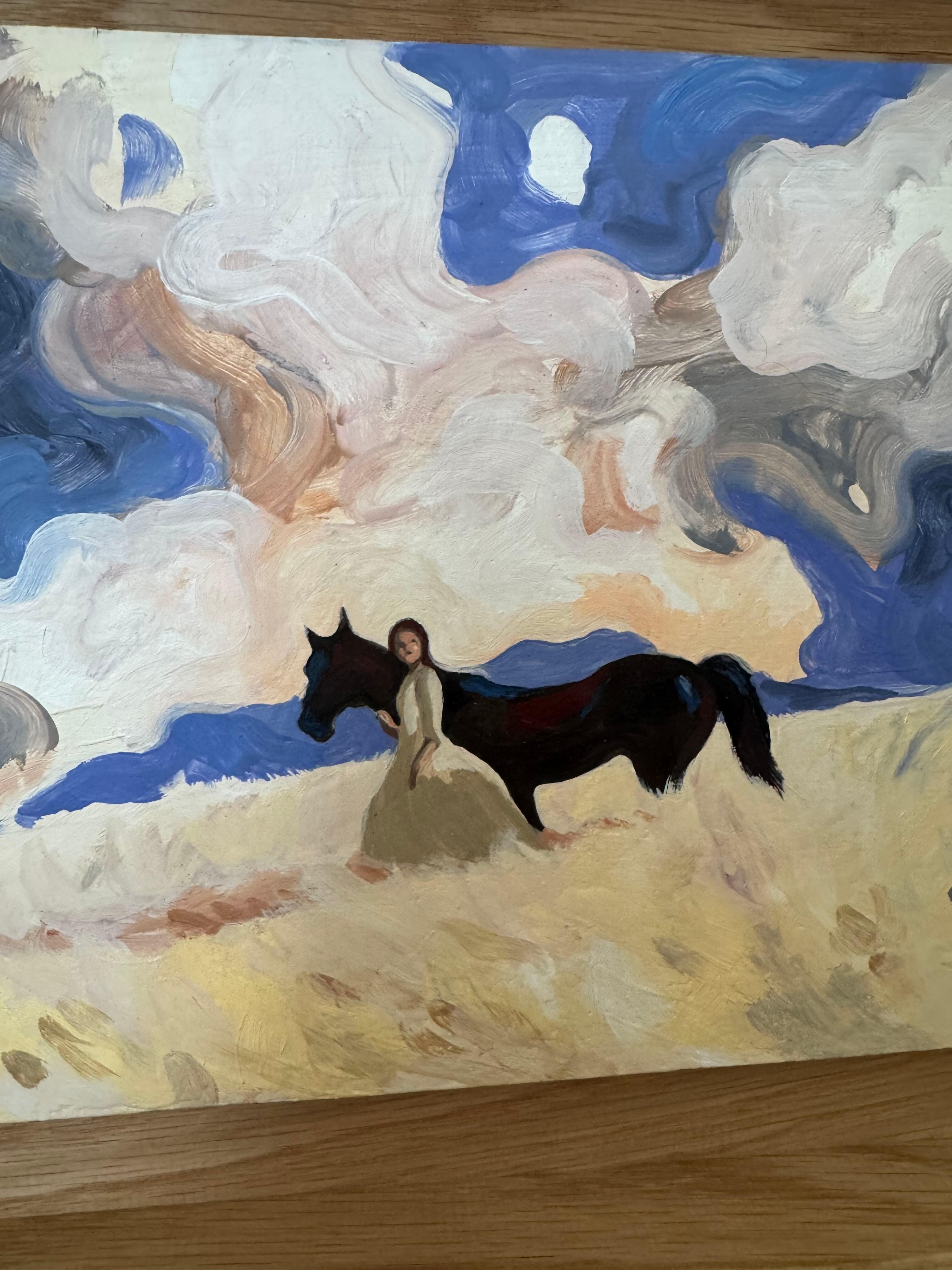 Figurative, Horse Painting, Landscape, French Art, Western n°19 by Swan Scalabre For Sale 5