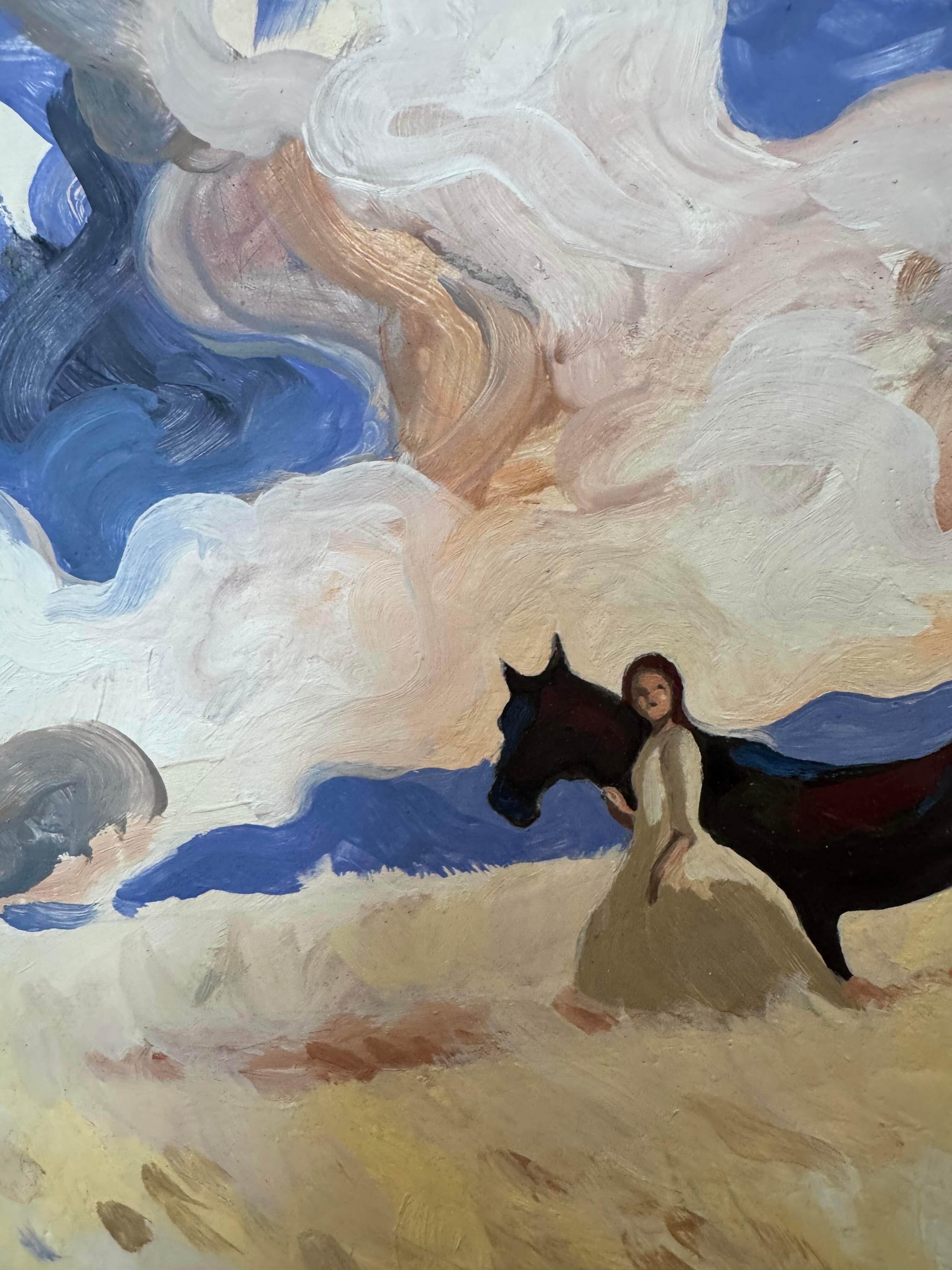 Figurative, Horse Painting, Landscape, French Art, Western n°19 by Swan Scalabre For Sale 6